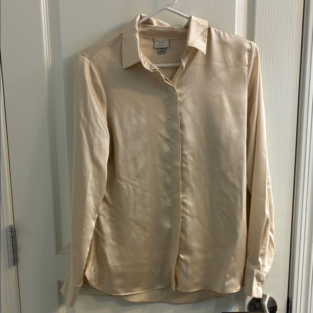 A New Day Women's Cream Button Down Shirt